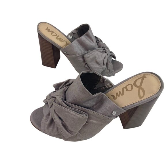 *Sam Edelman Yumi Bow Mule Heels Womens Sz 8 Gray Silver Girly Romantic Wedding - Picture 3 of 14